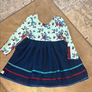 Wildflowers Blue and Red Girls Dress, size 4